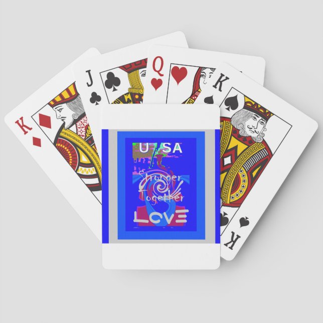 Inspiration USA We Are Stronger Together With Love Poker Cards (Back)