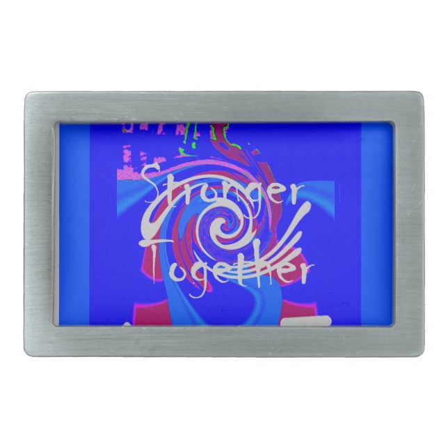 Inspiration USA We Are Stronger Together With Love Rectangular Belt Buckle (Front)