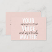 Inspiration Your Voice Matter Motivation Quote Business Card (Front/Back)