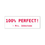 [ Thumbnail: Inspirational "100% Perfect!" + Custom Tutor Name Self-Inking Stamp ]