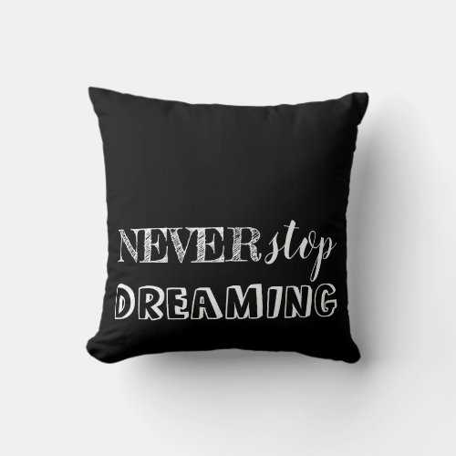 Inspirational 3 Word Quote Black White Reversible Throw Pillow