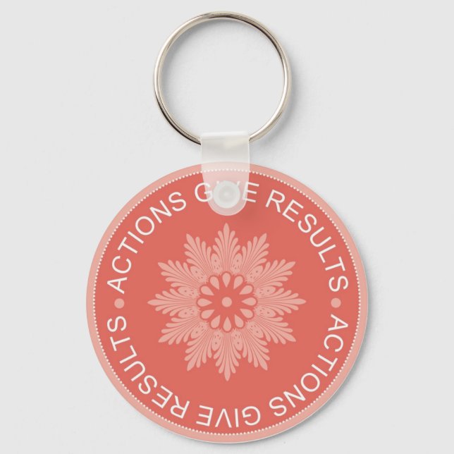 Inspirational 3 Word Quotes ~Actions Give Results~ Keychain (Front)