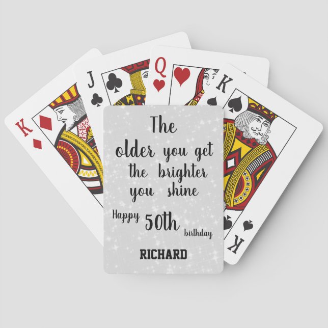 Inspirational 50th Birthday Personalised Poker Cards (Back)