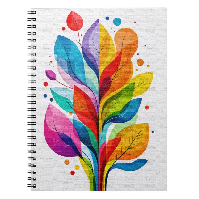 Inspirational Abstract Colorful Tree Painting Notebook (Front)