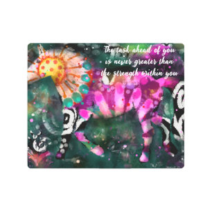 Inspirational Abstract Horse Floral Metal Print