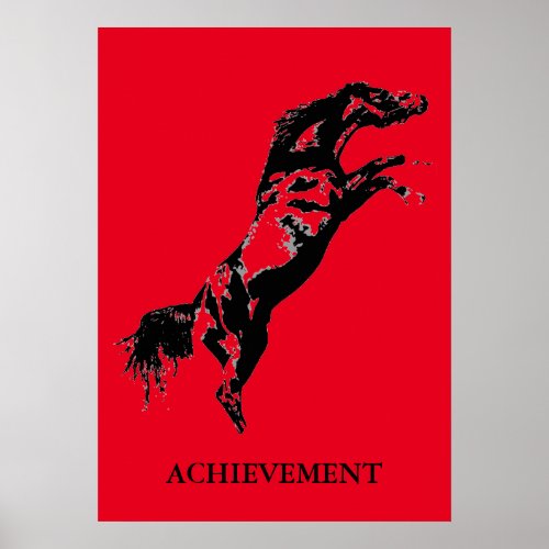 Inspirational Achievement Red Black Horse Pop Art Poster