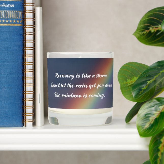 Inspirational Addiction Recovery Quote Rainbow Scented Candle (Shelf)