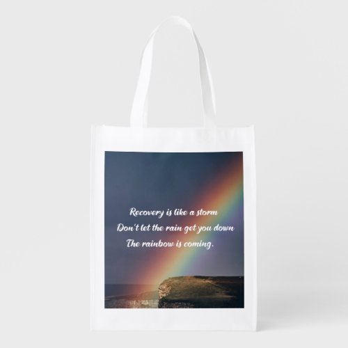 Inspirational Addiction Recovery Rainbow Sobriety Grocery Bag