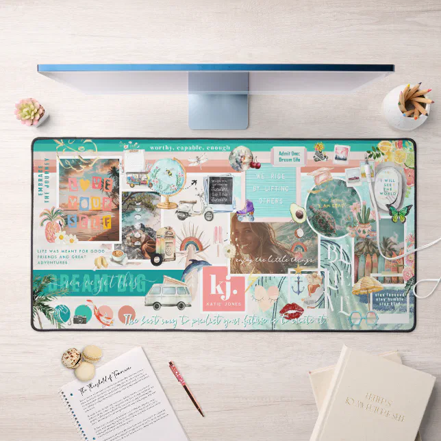 Inspirational Aesthetic Collage | Vision Board Desk Mat | Zazzle