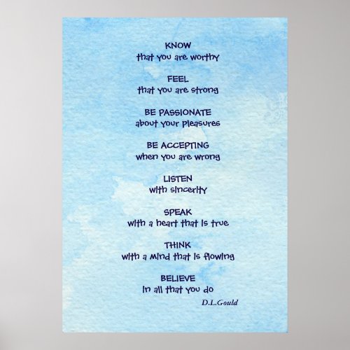 Inspirational affirmation poem poster