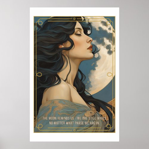 Inspirational AI Generated Woman and Moon Poster