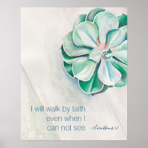 Inspirational and Spiritual Watercolor Succulent Poster