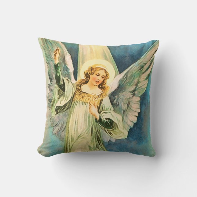 Inspirational Angel Christmas Throw Pillow (Front)