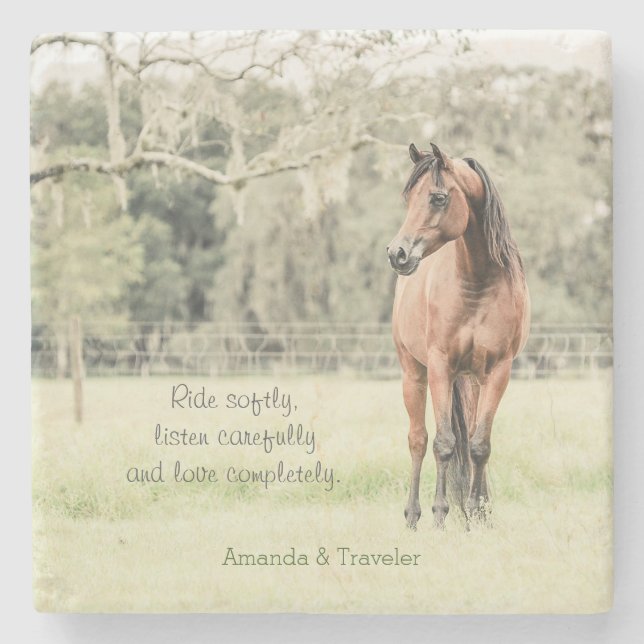 Inspirational Arabian Horse Quote Personalized Stone Coaster (Front)