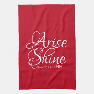 Inspirational Arise and Shine Faith Christmas Red Kitchen Towel