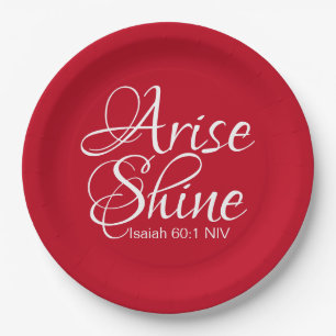 Inspirational Arise and Shine Faith Christmas Red Paper Plates