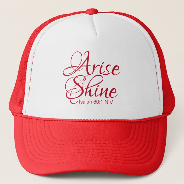 Inspirational Arise and Shine Faith Christmas Red Trucker Hat (Front)