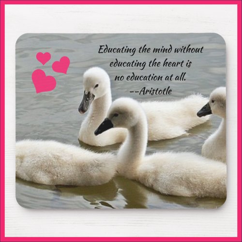 Inspirational Aristotle Quote Baby Ducks Mouse Pad