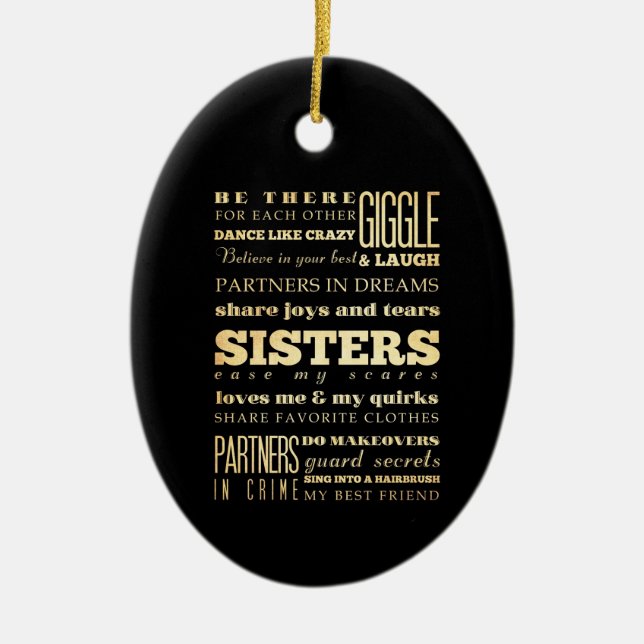 Inspirational Art - Sisters Ceramic Ornament (Front)