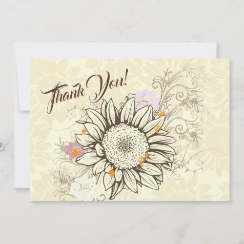 Inspirational Artistic Sunflower Design Thank You Card