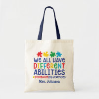 Inspirational Autism Teacher Personalized Tote Bag