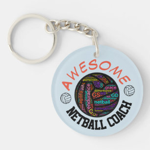 Inspirational Awesome Netball Coach Keychain