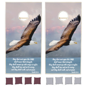 Inspirational Bald Eagle Scripture Verse Fine Art Cornhole Set