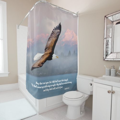 Inspirational Bald Eagle Scripture Verse Isaiah 40 Shower Curtain