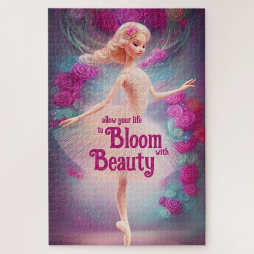 Inspirational Ballerina Roses Floral Ballet Dance Jigsaw Puzzle