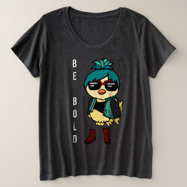 Inspirational Be Bold Kawaii Bird Illustration Art Plus Size T-Shirt (Design Front)