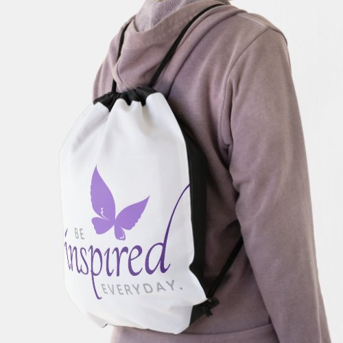 Inspirational Be Inspired Everyday Butterfly Drawstring Bag