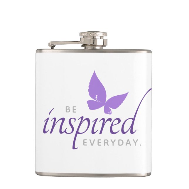 Inspirational Be Inspired Everyday Butterfly Flask (Front)