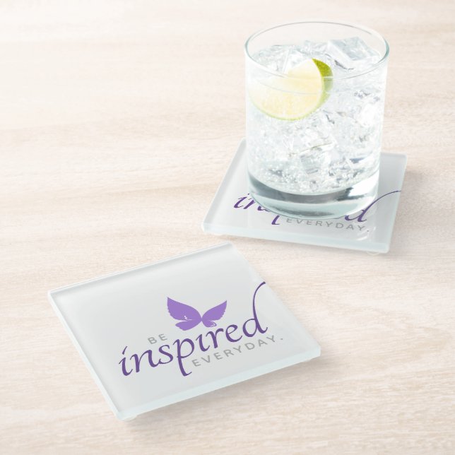 Inspirational Be Inspired Everyday Butterfly Glass Coaster (Angled)