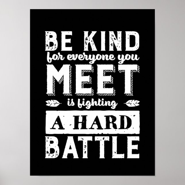 Inspirational Be Kind Everyone Fighting A Battle Poster (Front)