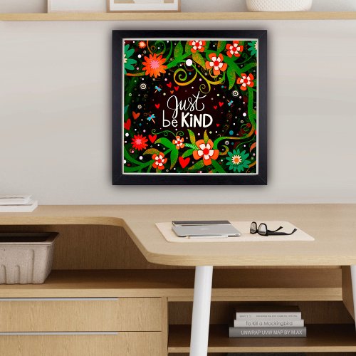 Inspirational Be Kind Quote Floral Classroom  Poster