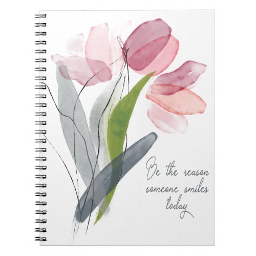 Inspirational Be Reason Someone Smiles Pink Floral Notebook