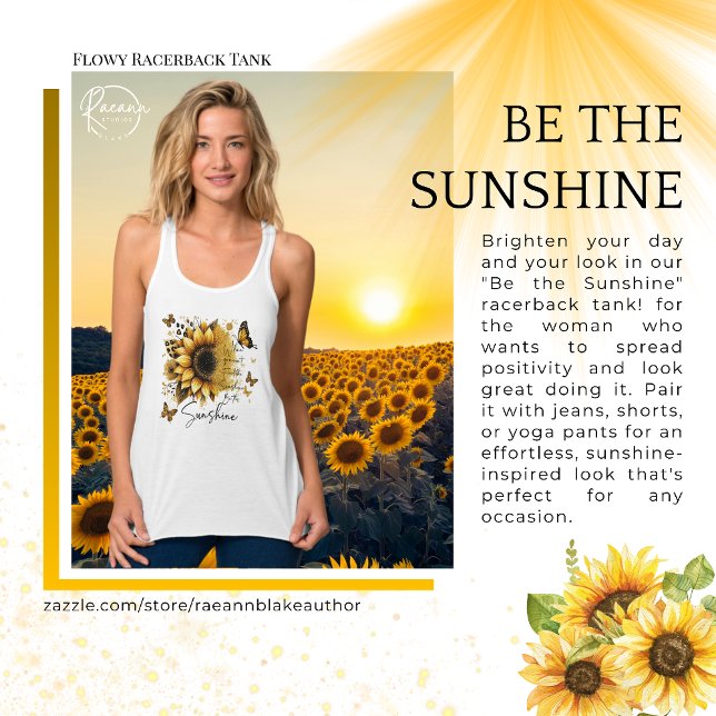 Inspirational Be the Sunshine Flowy Racerback Tank Top (Creator Uploaded)