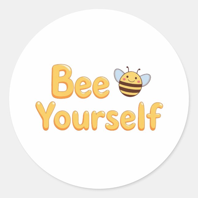 Inspirational "Be Yourself" Positive Message Classic Round Sticker (Front)