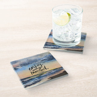 Inspirational Beach Art Glass Coaster