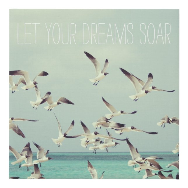 Inspirational Beach Themed Birds Faux Canvas Print (Front)