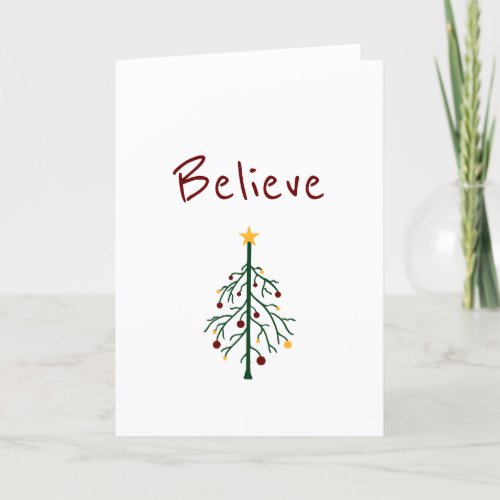 Inspirational Believe Christmas Tree Holiday Card