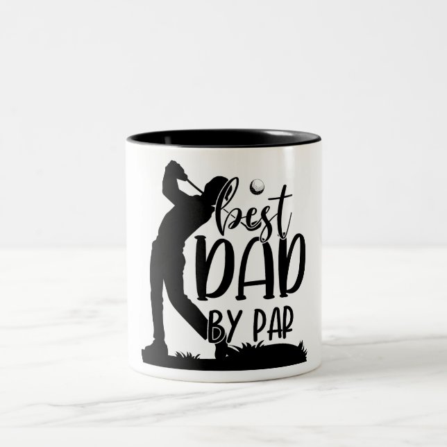 Inspirational Best Dad By Par/ Golf Two-Tone Coffee Mug (Center)