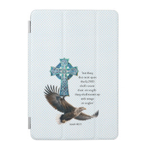 Inspirational Bible Blue Dot Eagle Celtic Cross iPad Mini Cover