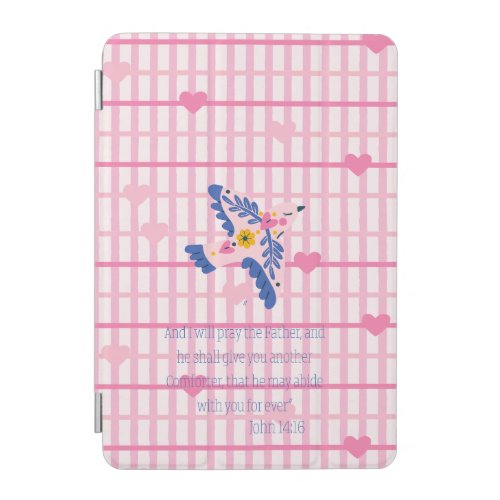 Inspirational Bible Pink Lattice Heart Folk Dove iPad Mini Cover