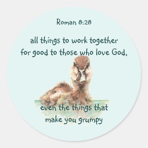 Inspirational Bible Quote Rom 828 Work together   Classic Round Sticker