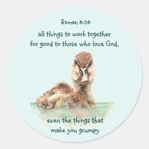 Inspirational Bible Quote Rom 828 Work together Classic Round Sticker