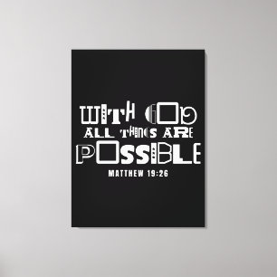 Inspirational Bible Quote With God All Things Canvas Print