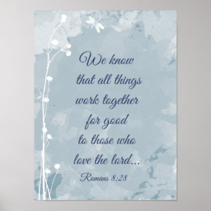 Inspirational Bible Romans 8:28 Quote Dragonfly Poster