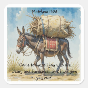 Inspirational Bible Scripture Quote Matt  Square Sticker