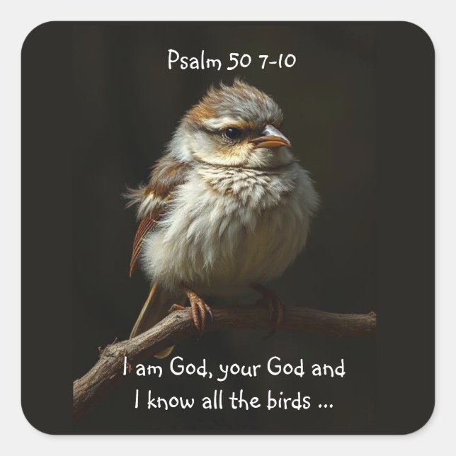 Inspirational Bible Scripture Quote Psalm 50 Square Sticker (Front)